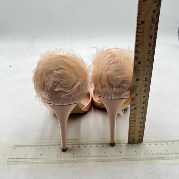 FSJ Blush Pink Peep Toe Feathered Heels- STUNNING!! - Picture 4 of 7